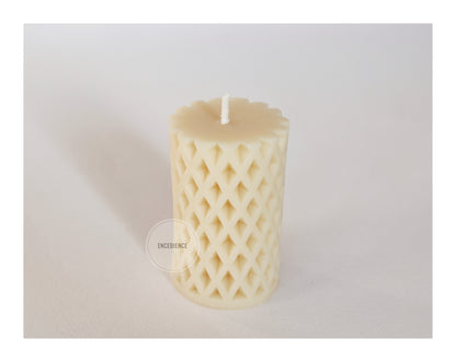 Set of 2 - Diamond Pillar Candle | Grid Pillar Candle