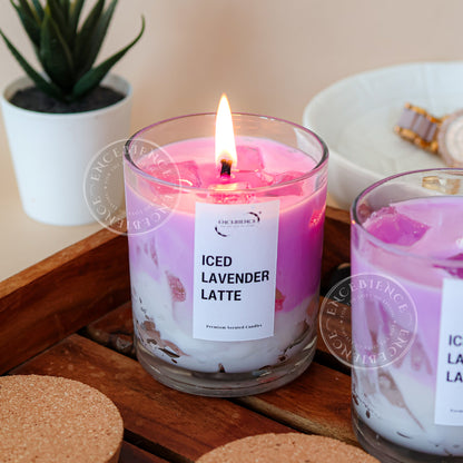 Premium Scented Iced Latte Jar Collection | Plant-Based Soy Wax | Iced Lavender Latte Candle