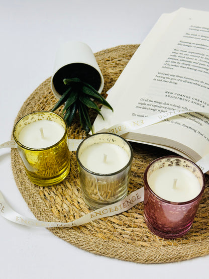 Premium Scented Mercury Votive Jar Candle | Set of 3 | Plant-Based Soy Wax