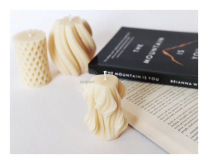 Set of 6 - Scented Sitting Teddy Bear, Rainbow Arch, Tree Root Geometry Wave, Mini Bubble, Mini Knit Heart, Thread Wool Ball Candle