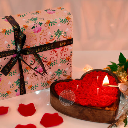 Premium Scented Wooden Heart-Shaped 3-Wick Candle with Gift Box | Medium Size