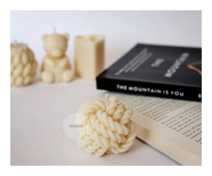 Set of 6 - Scented Sitting Teddy Bear, Rainbow Arch, Tree Root Geometry Wave, Mini Bubble, Mini Knit Heart, Thread Wool Ball Candle